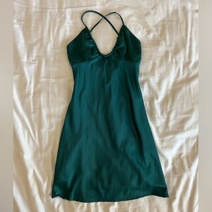 Princess Polly dark green silky mini dress
